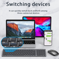 Combo de Teclado y Ratón Inalámbrico Recargable de 2.4Ghz, 87 Teclas, Óptico, Plástico, Mini, Ultra Delgado, Plug and Play, Interfaz USB 2.0, Nuevo