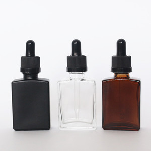 30ml フロストマットホワイトガラスボトル1オンス ブラックドロッパーボトル/30ml スクエアアンバーガラスボトル/化粧品ガラスボトル - Product Image 2