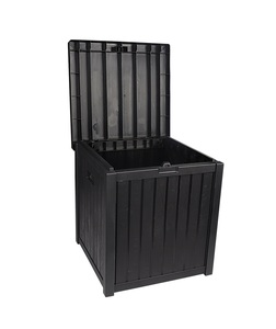 Resin polypropylee Outdoor Storage box small deck garden storage box with wood-look texture waterproof
