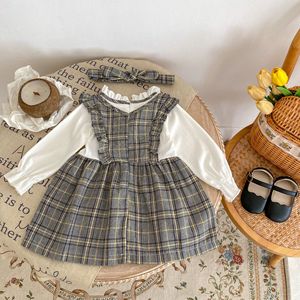 Váy liền thân kẻ caro tay dài cho bé gái Engepapa mùa thu, 0-3 tuổi - Product Image 3