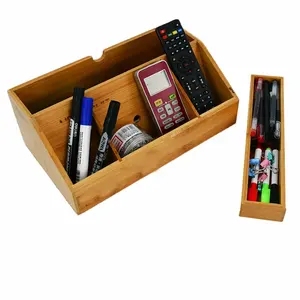 4 Fächer Schubladen ablage Caddy Bambus Bürobedarf Schreibtisch FIle Organizer mit Stift halter für Küchen arbeits platte