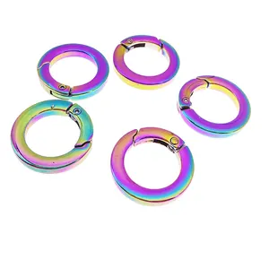 Factory Supply Rainbow 1 Inch Inner Metal Flat Spring Gate O Ring Clasps Metal O Rings
