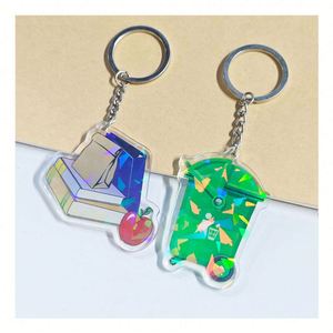 Custom Printed Anime Keychain Design Glitter Epoxy/Hologram Laser Cut Engraved Acrylic Charm Offset Printing on Resin & Alloy - Product Image 4