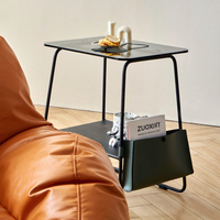 Table basse moderne minimaliste nordique pour petit appartement, salon, avec étagère de rangement en métal et verre, design carré, meubles pour la maison