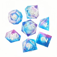 Deskjoy Movable Liquid Core D20 Dice Set Polyhedral Resin Longan Multi-Sided Metal Dnd Dungeons Dragons RPG Board Game