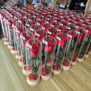 Roses éternelles en gros, Saint-Valentin, couvercle en verre, base en bambou, petit prince, ornement, <span class=keywords><strong>rose</strong></span> éternelle unique - Product Image 4