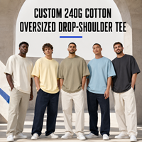 T-shirt décontracté pour homme 100 % coton tricoté 240 GSM respirant écologique anti-boulochage col rond coupe classique imprimé par transfert thermique