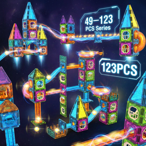 EPT Bestseller Plastik Magnetische Bausteine Murmelbahn Set Leuchtet im Dunkeln Mehrteiliges Berühmte Gebäude-Set STEM Lernspielzeug für Kinder - Product Image 1