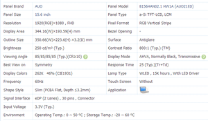 Bảng Màn Hình Hiển Thị <span class=keywords><strong>Lcd</strong></span> AUO Máy Tính Xách Tay EDP 30 Chân HD 15.6 Inch B156HAN02.1 Mô-đun <span class=keywords><strong>LCD</strong></span> HW0A 1920*1080 Dành Cho Máy Tính Xách Tay - Product Image 3