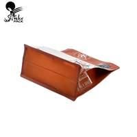 Sachet personnalisé en plastique mat à fond plat avec fermeture éclair, scellé sur huit côtés, pour fruits secs, bœuf séché et snacks