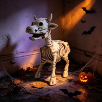 Dekorasi Kerangka Sapi Seram Patung Sapi Tulang Realistis Perlengkapan Halloween untuk Dekorasi Meja Pesta Rumah Hantu Pemakaman