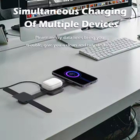 Cargador Inalámbrico Magnético 3 en 1 Plegable, Carga Rápida de 15W, Estación de Carga Inalámbrica Portátil de Viaje para iPhone, iWatch y AirPods