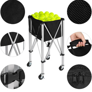 Carro de bolas de aluminio plegable para multideportes para voleibol, fútbol, baloncesto, tenis, entrenamiento con ruedas - Product Image 4