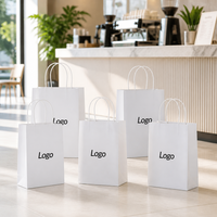 Sacs en papier kraft personnalisés avec logo imprimé, fond brun, grand format, recyclables, résistants, épais, avec corde, pour la livraison de nourriture, de thé et de café