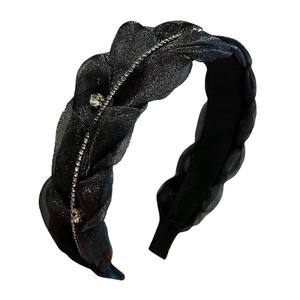 ربطة رأس بسلسلة واسعة من حجر الراين ، إكسسوار شعر متعدد الاستخدامات بسيط وأنيق ، ربطة رأس فاخرة رفيعة المستوى للنساء - Product Image 1