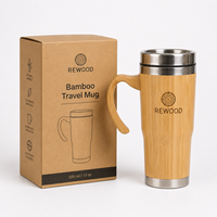Mug isotherme en bambou Rewood Wholesale, thermos en acier inoxydable anti-fuite pour café chaud, thé et voyages en plein air
