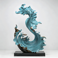 Sculpture de sol abstraite en forme de vague, grande statue d'art en aluminium moulé pour hall d'hôtel, bureau de vente, décoration intérieure, taille et couleur personnalisées