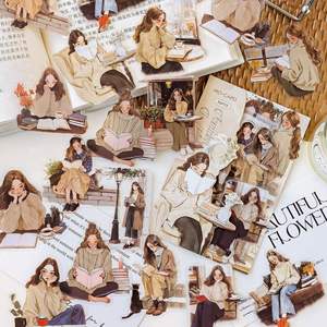 Lot de 15 autocollants découpés pour animaux de compagnie, décoratifs, sur le thème de la beauté féminine et de la lecture nocturne paisible, pour scrapbooking et journalisation - Product Image 2