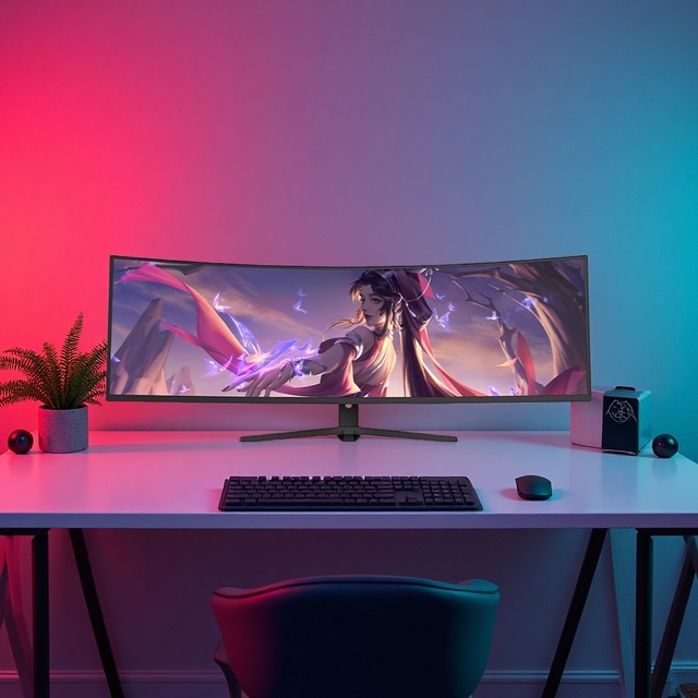 49inch Curved Gaming Monitor Ultra Wide Screen 32:9 5K 120Hz LCD LED RGB Effect Esport Display Computer Monitors HDR VA Panel