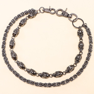 European Style <b>Skull</b> Waist Chain Double Layer Punk Hip Hop Men's Chain Tibetan Silver Black Skeleton Design Nightclub Fashion - Product Image 6