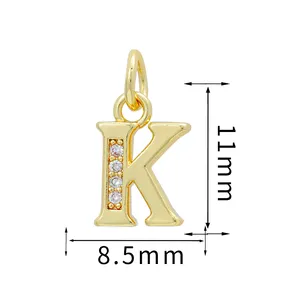 Nova Chegada A a Z Encantos Do Alfabeto Cúbico Zircão Cobre Metal Banhado A Ouro Carta Inicial Colar Pingentes Para Fazer Jóias Diy
