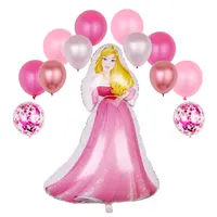 Kit de ballons en latex, 1 ensemble, en feuille d'aluminium, de dessin animé cendrillon, Ariel, aurore, Jasmine, décor de fête prénatale, cadeau d'anniversaire pour bébé