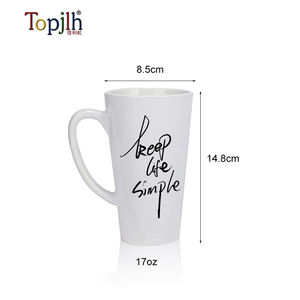 Topjlh Taza Cónica de Cerámica Blanca de 17 oz, Taza con Cinta Adhesiva para Sublimación, Venta al por Mayor, Panaderías, Logotipo Personalizado, Tazas para Bebidas - Product Image 3