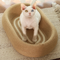 Winners Griffoir et Lit pour Chat en Corde de Chanvre Durable, Bac Ovale Profond et Concave, Conception Tout-en-un, Taille Très Grande, Emballage en Carton