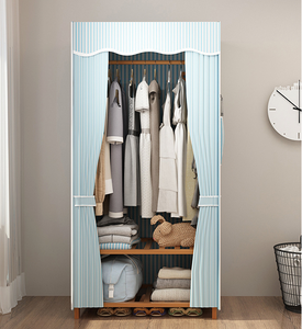 <span class=keywords><strong>Armadio</strong></span> Moderno Economico Assemblabile in Tessuto e Legno Massello per Camera da Letto Femminile - Product Image 6