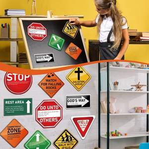 Christian Road Signs Wall Decal Traffic Street Signs Stickers Stop Street Transportation Calcomanías de vinilo para pared para dormitorio Aula - Product Image 4