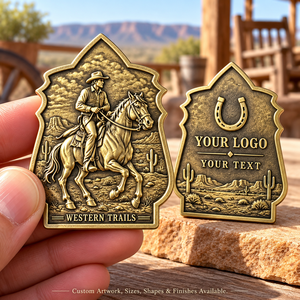 Pièce de monnaie personnalisée sur le thème du western et du cowboy avec motif en relief double face pour souvenirs de ranch et cadeaux de collection OEM ODM - Product Image 3