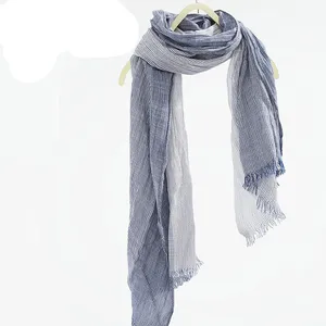 New Fashion Korean Plain Natural Cotton Linen Scarf Plain Natural Cotton Linen Scarf Casual Crinkle Large Shawl for Women