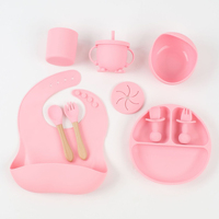Ensemble de vaisselle pour enfants, 10 pièces, assiette et bol pour bébé, usage quotidien, fournitures ménagères pour mère et bébé, ensemble d'alimentation en silicone pour bébé