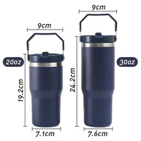 Gobelet en acier inoxydable de 30 oz et 20 oz, bouteille d'eau, gobelet de sport d'extérieur avec poignée et couvercle à paille rabattable, anti-fuite, gobelet de voyage