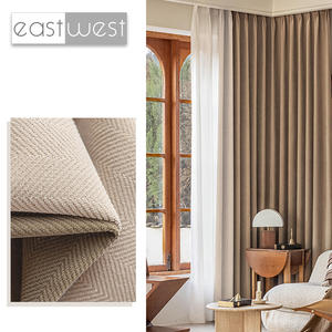 Doğu batı fabrika kaynağı çizgili tasarım katı stil yumuşak 90% karartma yeşil şönil perde kumaşı ses yalıtımı ile - Product Image 5