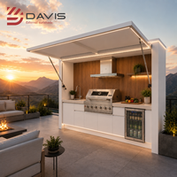 Cuisine BBQ modulaire d'extérieur avec armoires en aluminium, îlot de cuisson, évier, comptoir de rangement, fabricant sur mesure et service OEM
