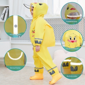 Combinaison imperméable une pièce pour enfants avec pantalon intégré, tenue de protection intégrale pour la randonnée, motif <span class=keywords><strong>petit</strong></span> canard jaune, cape de pluie pour bébé - Product Image 3