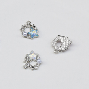 Pendentif étoile ciel étoilé en alliage de zinc plaqué pour la fabrication de bracelets, étoiles bleues, roses et blanc cassé, composants de bijoux GJ198 - Product Image 4
