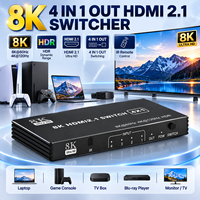 Commutateur HDMI 2.1 8K 3 ports 4 ports 5 ports, commutateur HDMI 3x1 4x1 5x1 4K 120Hz HDR avec télécommande IR pour TV Moniteur PC