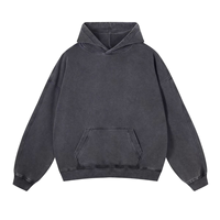Toptan Günlük Bol Kesim Amerikan Sokak Giyim Tarzı 450gsm Ağır Kumaş %100 Pamuk Yıkanmış Eskitme Görünümlü Kapüşonlu Sweatshirt