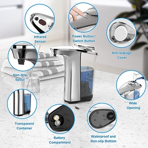Distributeur automatique de savon sans contact, distributeur de savon liquide pour les mains, 500ml, pour salle de bain et cuisine - Product Image 6