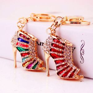 Alloy Rhinestone High Heel Shoes <b>Key</b> <b>Chain</b> Bright Color Oil Dropping Luxury Metal Bag Pendant Small Gift Womens Accessories - Product Image 2