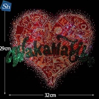Motif Cœur Graffiti Grand Format Premium en Strass Vert et Rouge, Transfert Cristal Thermocollant Pop Art pour Sweat à Capuche, Applique Bling