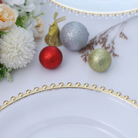 Vrac 13 pouces rond carré perlé mélamine fête or argent blanc mariage décoratif en plastique acrylique assiette à pâtisserie plaque de chargeur