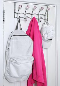 Practical 10 Hook Metal <b>Towel</b> Rack Wall Mounted Multifunction Pink Color - Product Image 4