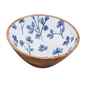 Nuevo Diseño de Tazón Esmaltado, Tazón con Diseño Moderno, Tazón de Madera de Acacia Natural Hecho a Mano, Tazón de Ensalada Decorativo, Mejor Precio - Product Image 1