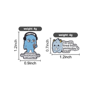 En gros, Broche émaillée amusante et mignonne motif monstre bleu, thème musique et café, badge de revers, cadeau bijou - Product Image 6