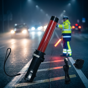 Bâton de signalisation routière à LED Wesure, 290 mm, rouge et vert, alimenté par batterie, lumière clignotante de sécurité routière extérieure, bâton de signalisation d'avertissement - Product Image 2
