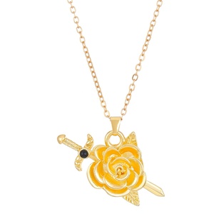 สร้อยคอจี้รูปหัวใจดอกกุหลาบสีดำเข้มแบบกอธิคคลาสสิกอัญมณีสีแดงสำหรับวันวาเลนไทน์ของขวัญวันครบรอบแต่งงาน - Product Image 4