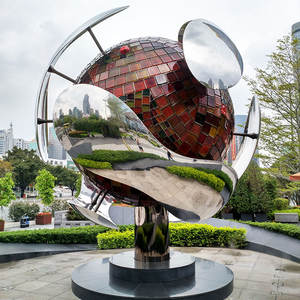 Sculpture en métal d'acier inoxydable de grande taille pour la décoration extérieure moderne de Senzhao, rondel de jardin - Product Image 1